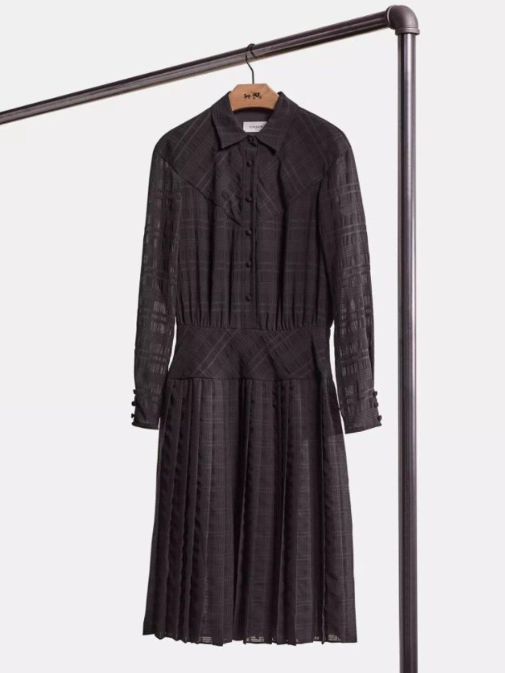 Coach Plaid Pleated Shirt Dress Size 6